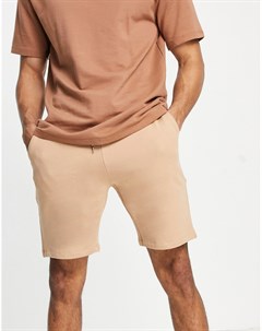 Узкие трикотажные шорты светло коричневого цвета Asos design