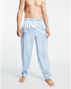 Атласные пижамные брюки синего цвета Asos design