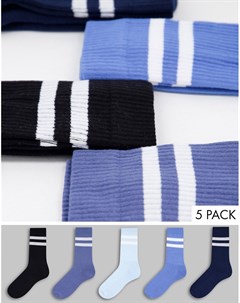 Набор из 5 пар спортивных носков в синих тонах Asos design