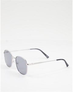 Солнцезащитные очки в круглой металлической серебристой оправе Asos design