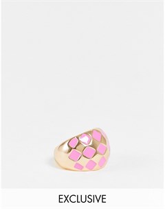 Золотистое массивное кольцо в стиле унисекс с дизайном арлекин сиреневого цвета Inspired Reclaimed vintage