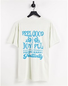Белая футболка в стиле oversized с принтом Feel Good на спине New look