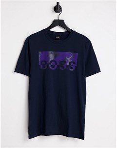 Темно синяя футболка с логотипом на груди Tyro 3 Boss