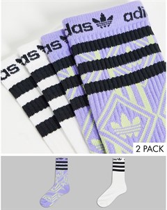 Набор из 2 пар разноцветных носков со сплошным логотипом Adidas originals