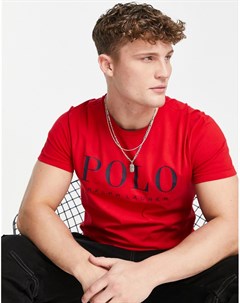 Красная футболка с логотипом на груди Polo ralph lauren