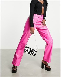 Прямые розовые брюки из искусственной кожи от комплекта Missy Empire Missyempire