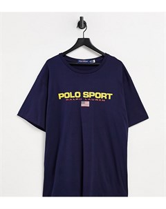 Темно синяя футболка с большим логотипом спереди Sport Capsule Big Tall Polo ralph lauren