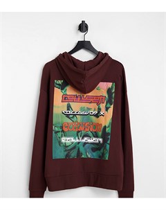 Бордовый oversized худи с принтом Unisex Collusion