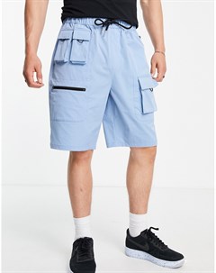 Синие удлиненные шорты карго с несколькими карманами Topman