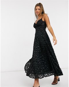 Черное платье миди из фактурной 3D ткани Forever u
