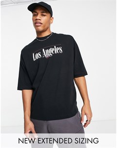 Черная oversized футболка с принтом Los Angeles Asos design