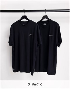 Набор из 2 черных футболок для дома с логотипом подписью Threadbare