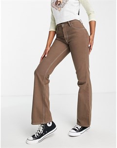 Шоколадно коричневые расклешенные брюки с классической талией Asos design