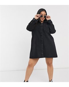 Выбеленное черное джинсовое платье рубашка ASOS DESIGN Curve Asos curve