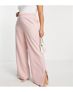 Прямые брюки с разрезами по бокам приглушенного лилового цвета от комплекта x Dani Dyer In the style plus