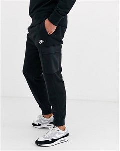Черные джоггеры карго с кромкой манжетом Club Nike