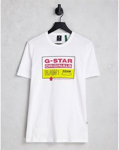 Белая футболка в стиле колор блок Circle originals G-star