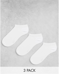 Набор из 3 пар низких белых носков из органического хлопка Topshop