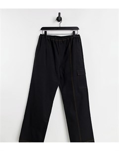 Черные брюки карго с заниженной талией и контрастными швами Unisex Collusion