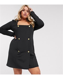 Двубортное трикотажное платье пиджак с квадратным вырезом ASOS DESIGN Curve Asos curve