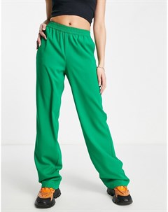 Ярко зеленые брюки с эластичным поясом и широкими штанинами Jjxx
