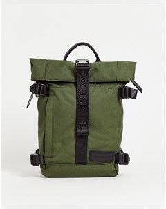 Рюкзак цвета хаки с верхом с отворотом и застежкой зажимом Consigned