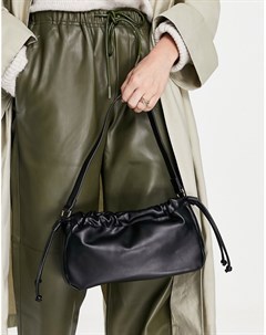 Черная сумка на плечо с присборенным дизайном New look