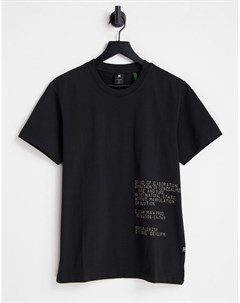 Черная футболка с круглым вырезом и принтом в виде текста G-star