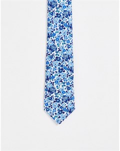 Синий галстук с мелким цветочным принтом Asos design