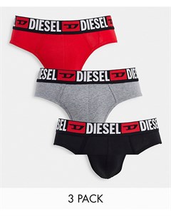 Набор из 3 трусов черного серого и красного цветов с логотипом Diesel