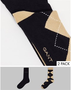 Набор из 2 пар носков черного и кремового цвета в клетку Gant