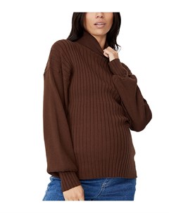 Коричневый пуловер с отворачивающимся воротником Cotton:on maternity