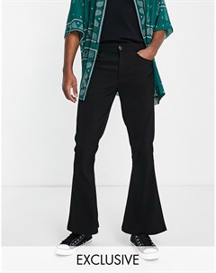 Черные брюки клеш в стиле 70 х Inspired Reclaimed vintage