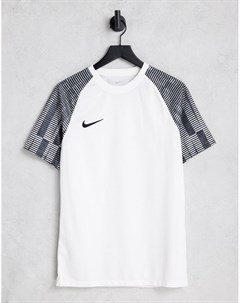 Белая футболка с контрастными рукавами Academy Dri FIT Nike football