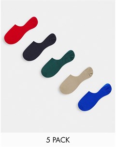 Набор из 5 невидимых носков насыщенных цветов Asos design