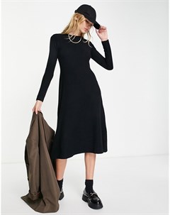 Свободное платье миди черного цвета с длинными рукавами из очень мягкого материала Asos design