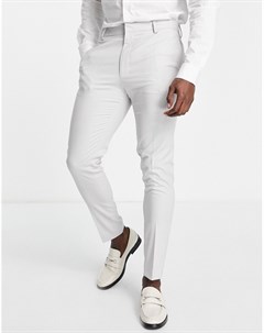 Светло серые супероблегающие брюки с легкой фактурной отделкой Wedding Asos design