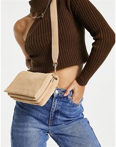 Замшевая сумка через плечо коричневого цвета Na-kd