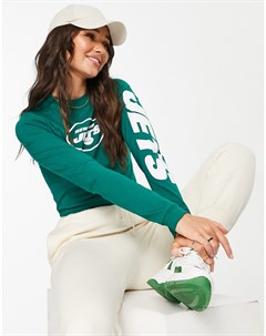 Зеленая укороченная футболка с длинными рукавами New York Jets Asos design