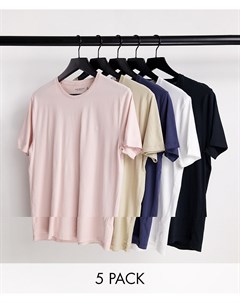 Набор из 5 футболок белого розового темно синего кремового и черного цветов с логотипом Abercrombie & fitch