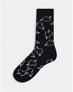 Черные носки с сердечками Asos design