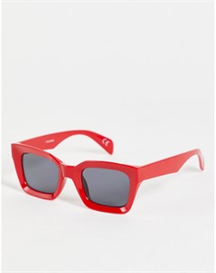 Красные солнцезащитные очки в квадратной массивной оправе с дымчатыми стеклами Asos design