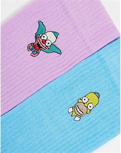 Набор из 2 носков с принтом тай дай и Гомером и Красти из мульфильма Симпсоны Asos design