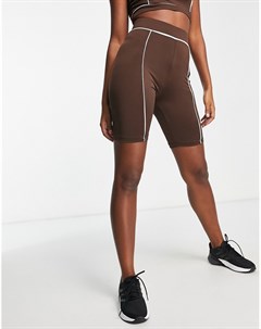 Спортивные шорты шоколадного цвета с контрастными швами от комплекта Threadbare fitness