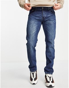 Синие выбеленные джинсы прямого кроя Bob Wesc