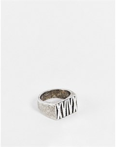 Серебристое кольцо печатка с римскими цифрами и чернением Asos design