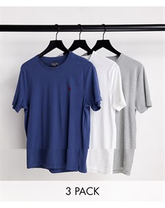 Набор из 3 футболок кремового белого и темно синего цветов с логотипом Abercrombie & fitch