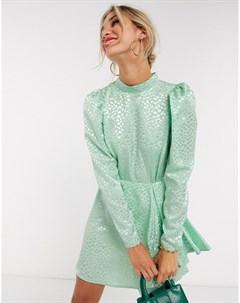 Шалфейно зеленое жаккардовое платье миди Asos design