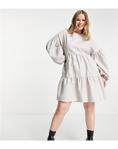 Сиреневое ярусное платье мини с присборенной юбкой и завязками сзади Curve Asos edition