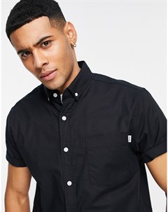 Черная оксфордская рубашка классического кроя с короткими рукавами Topman